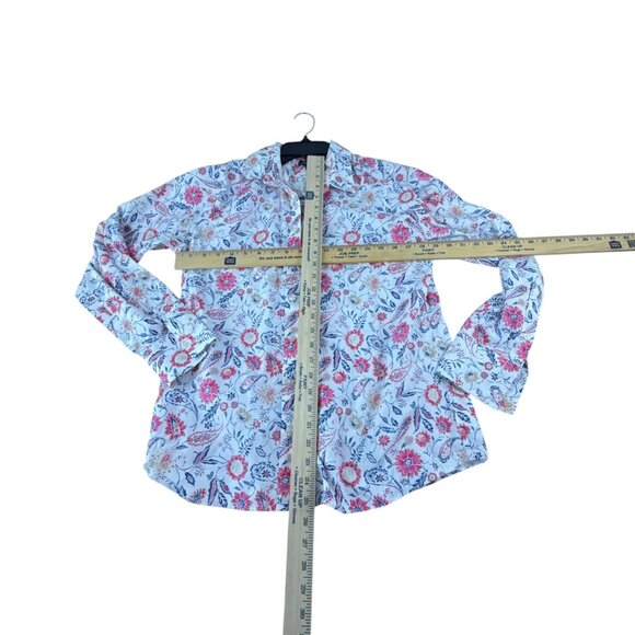 Lands' End Women's Floral Cotton Button Down Shirt Size 12 Casual Holidays - Picture 6 of 9